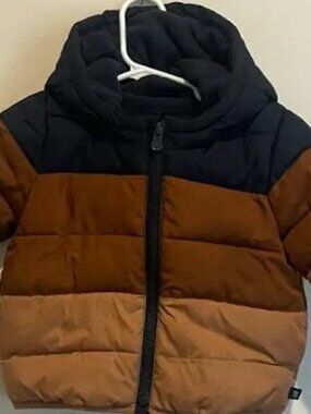 Gap Kids Color Block Cold Control Brown Blue Baby Puffer Jacket 12-18 Month